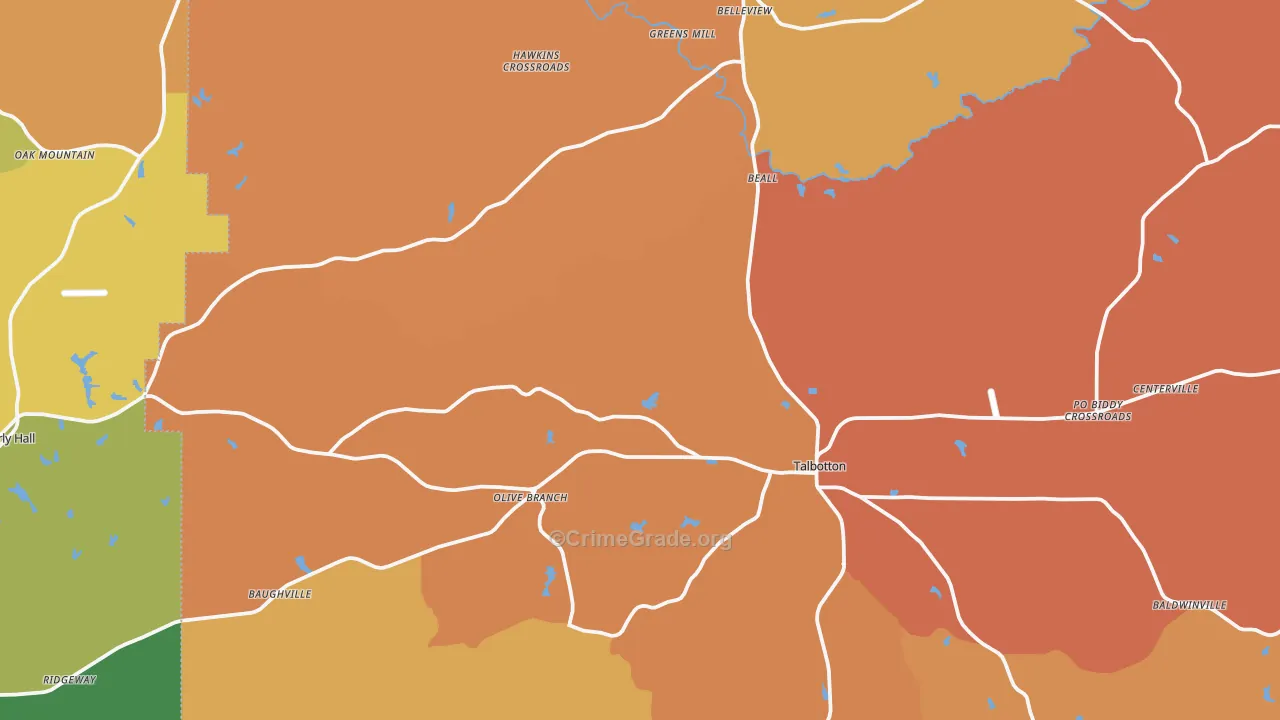Talbot County, GA Map of Burglary Rates