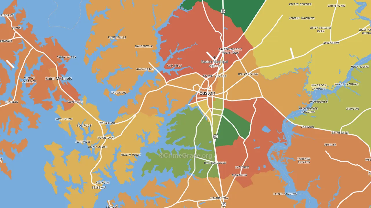 Talbot County, MD Map of Burglary Rates