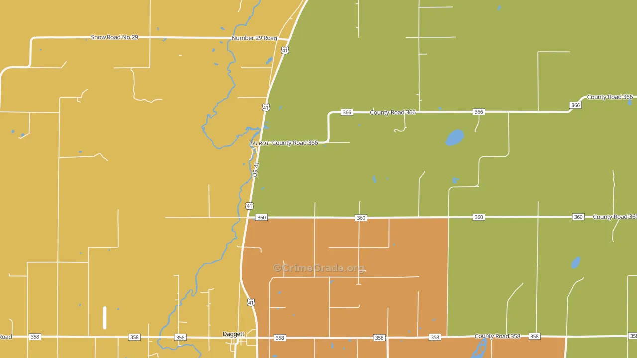 Talbot, MI Map of Burglary Rates