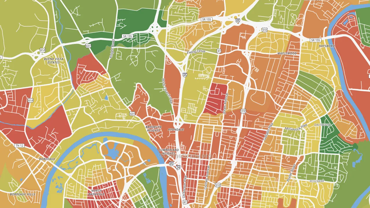 Talbot's Corner, Nashville, TN Map of Burglary Rates