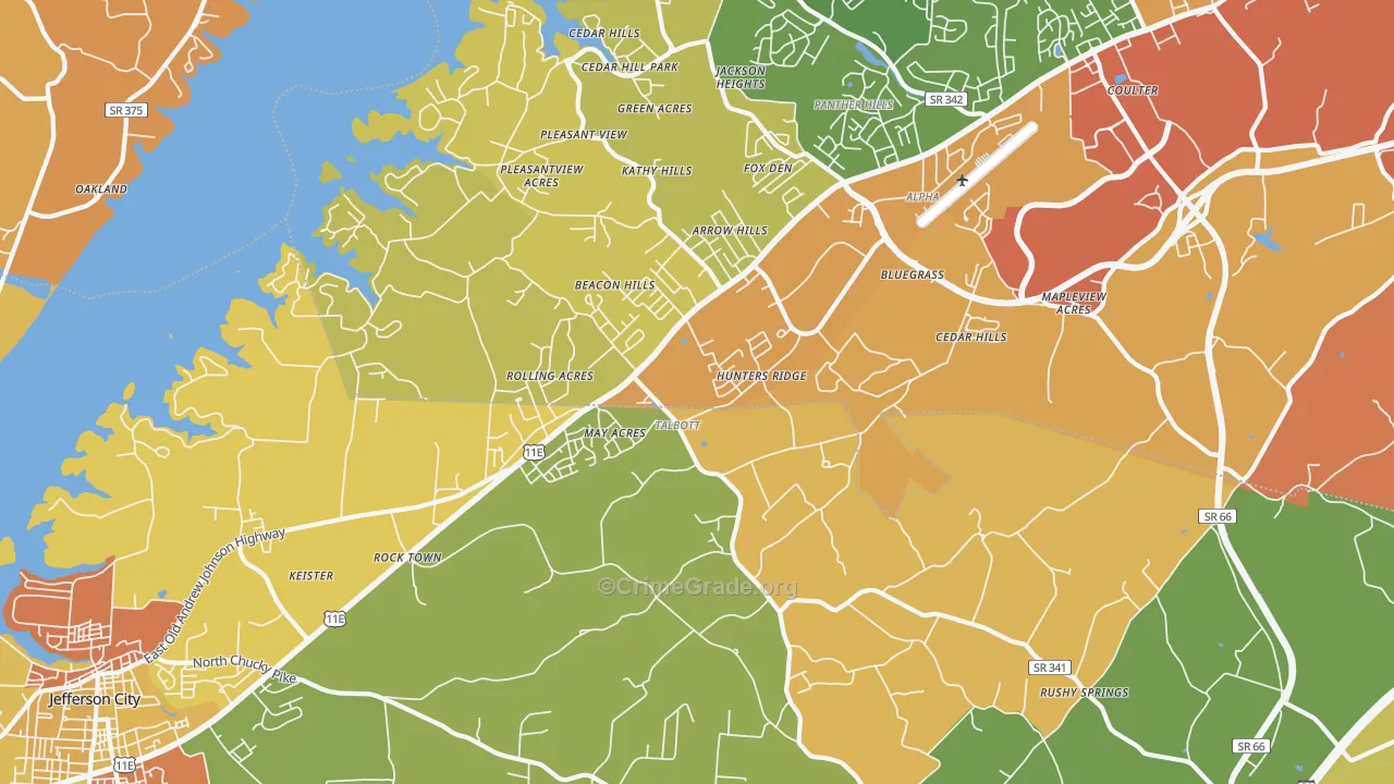 Talbott, TN Map of Burglary Rates