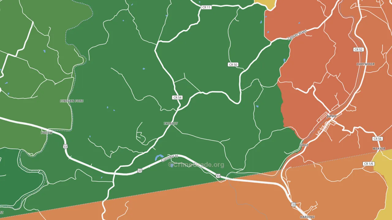 Talbott, WV Map of Burglary Rates
