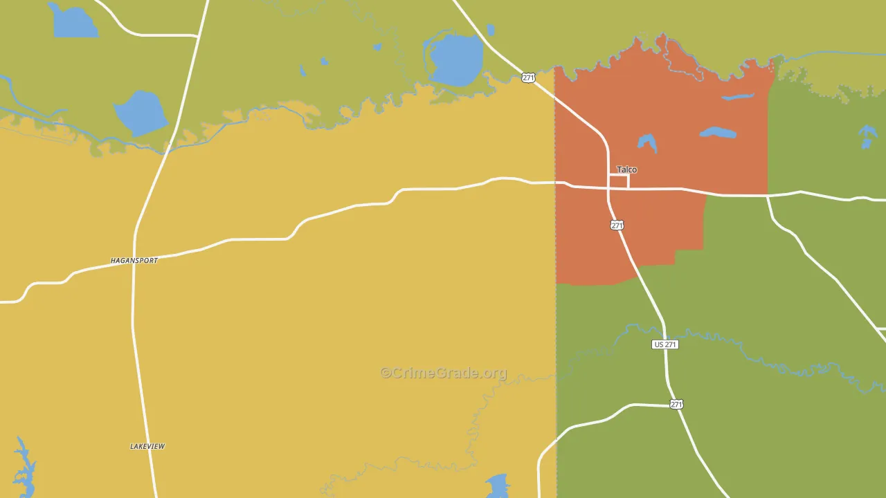 Talco, TX Map of Burglary Rates