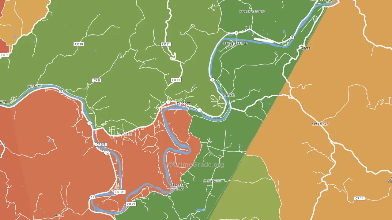 Talcott, WV Map of Burglary Rates