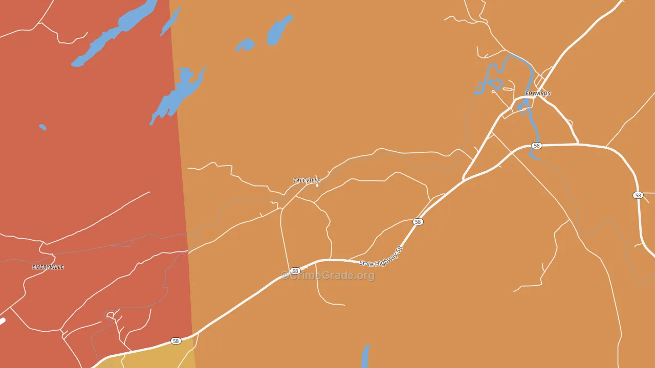 Talcville, NY Map of Burglary Rates