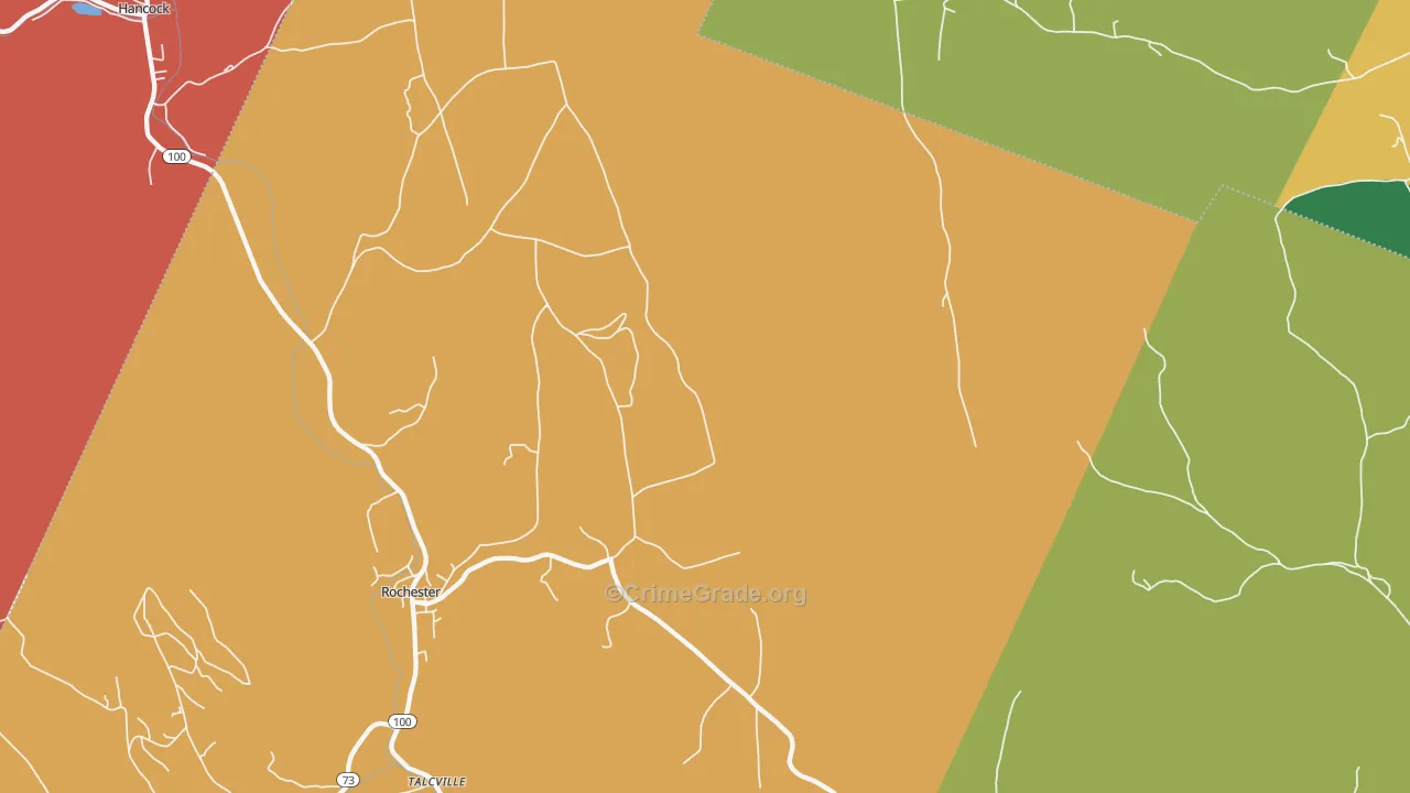 Talcville, VT Map of Burglary Rates