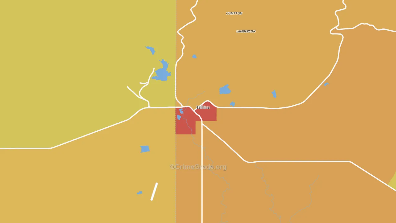 Talihina, OK Map of Burglary Rates