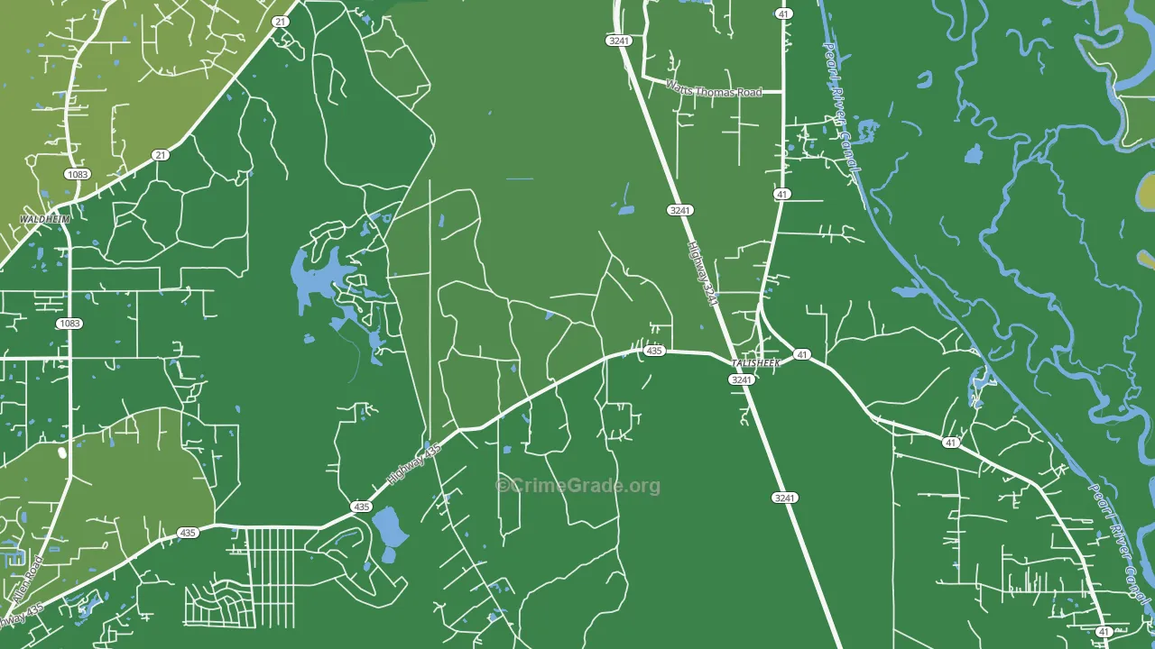 Talisheek, LA Map of Burglary Rates