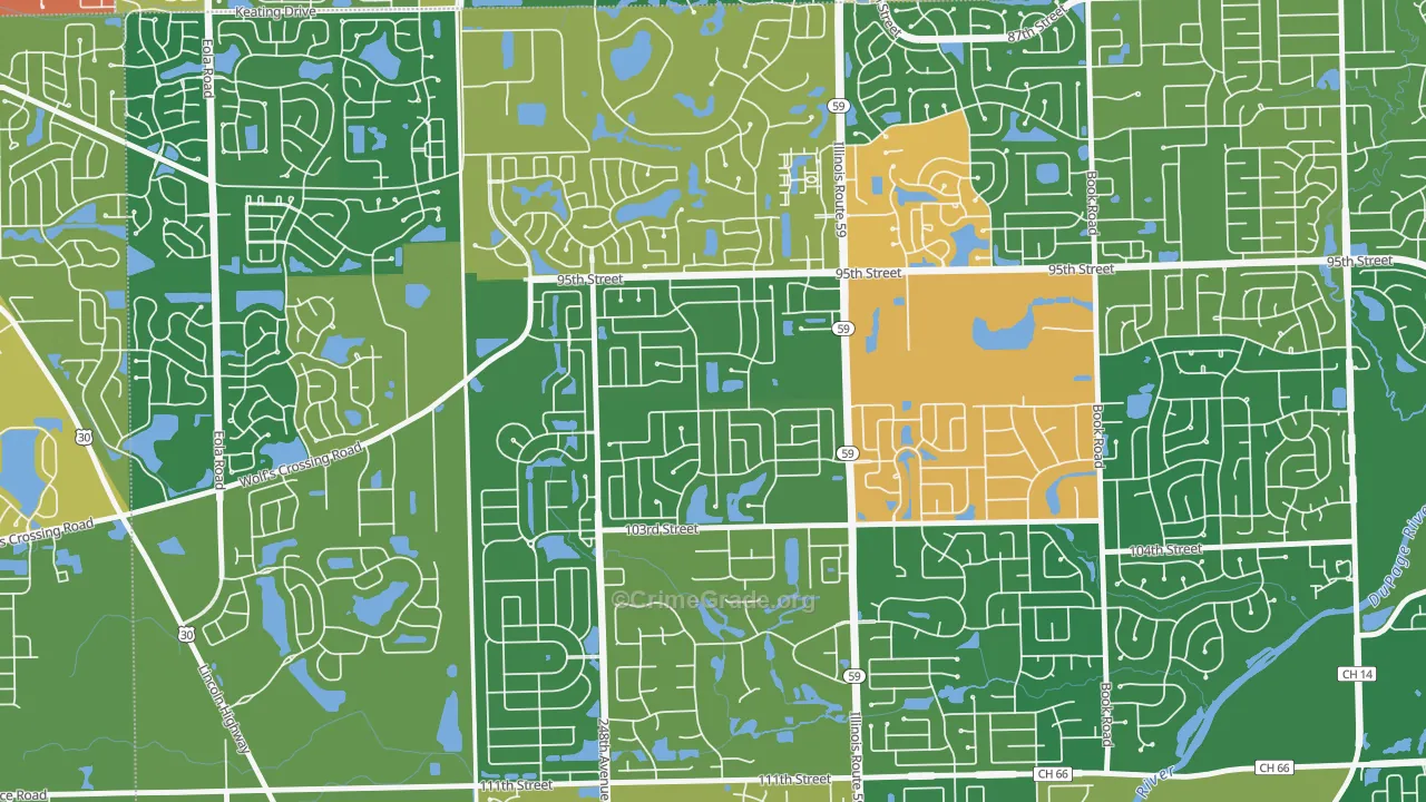 Tall Grass, Naperville, IL Map of Burglary Rates