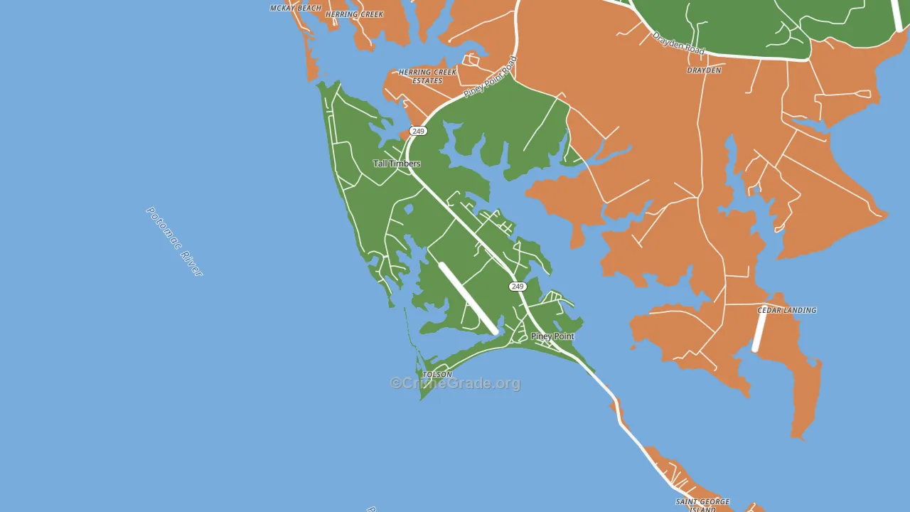 Tall Timbers, MD Map of Burglary Rates