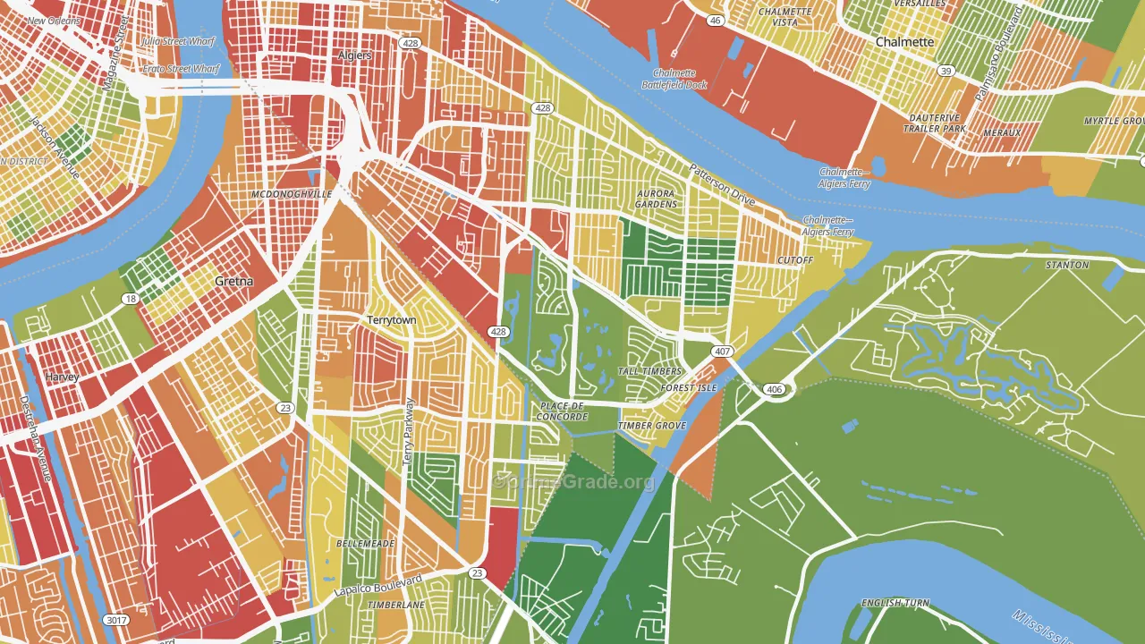 Tall Timbers, New Orleans, LA Map of Burglary Rates