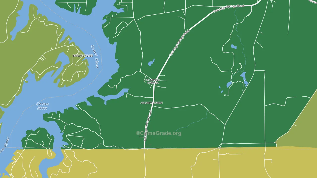 Talladega Springs, AL Map of Burglary Rates
