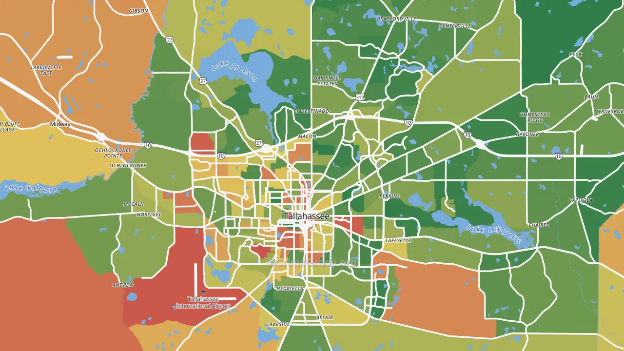 Tallahassee, FL Map of Burglary Rates