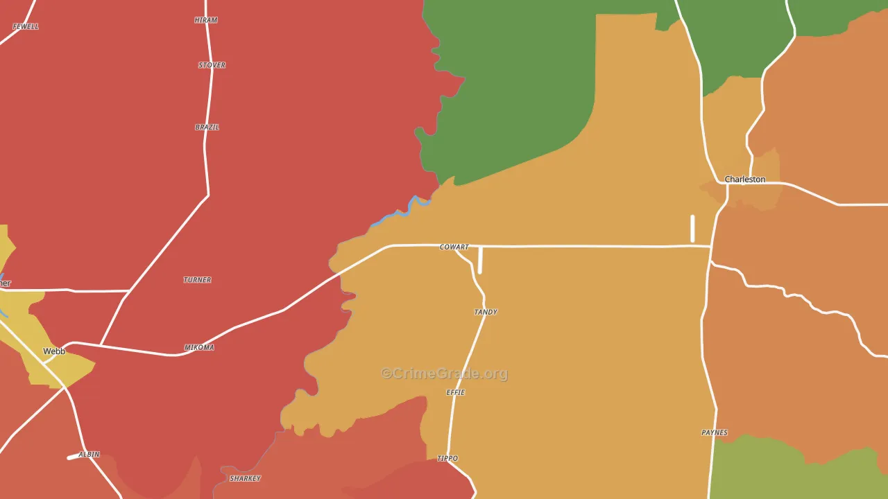 Tallahatchie County, MS Map of Burglary Rates