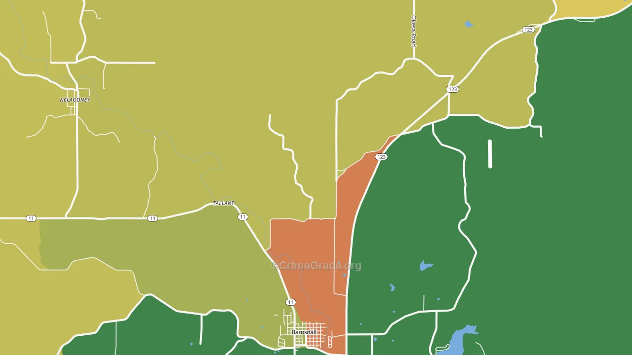 Tallant, OK Map of Burglary Rates