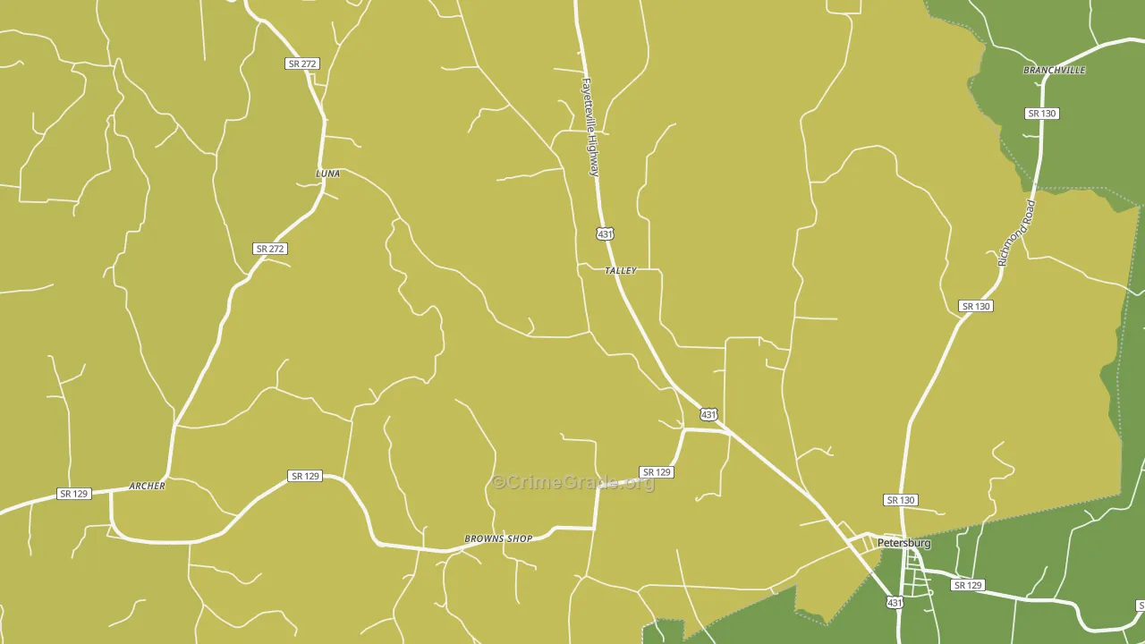 Talley, TN Map of Burglary Rates
