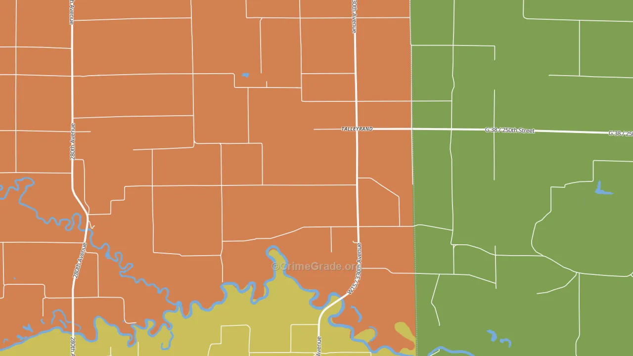 Talleyrand, IA Map of Burglary Rates