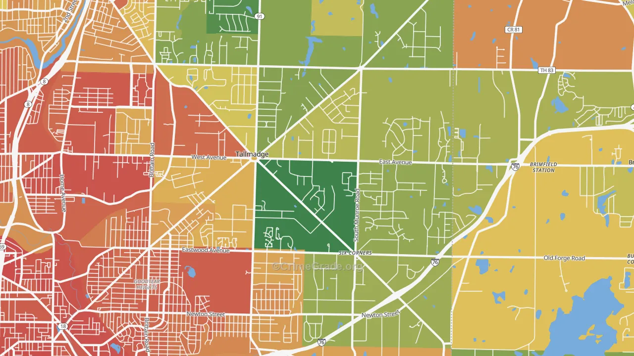 Tallmadge, OH Map of Burglary Rates