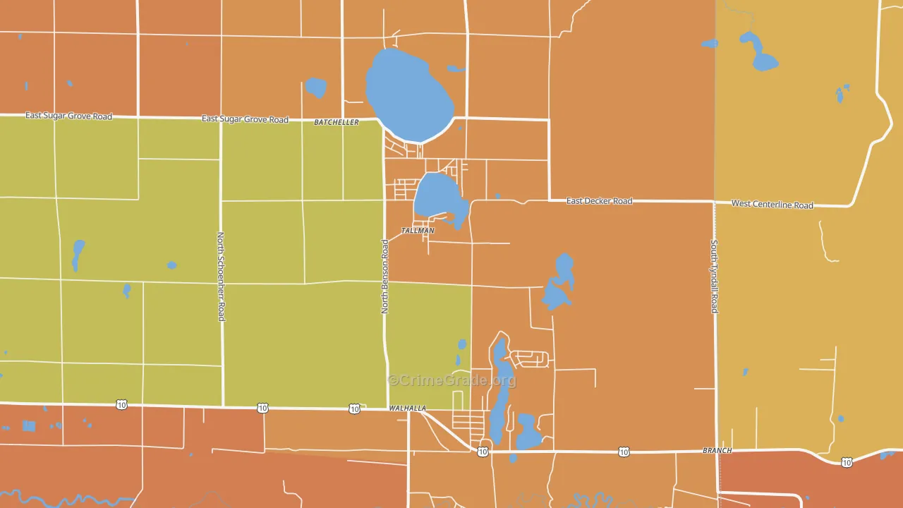 Tallman, MI Map of Burglary Rates