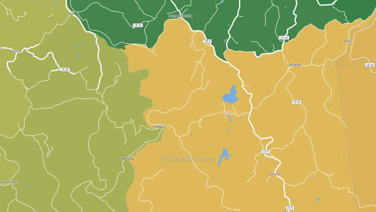 Tallmansville, WV Map of Burglary Rates