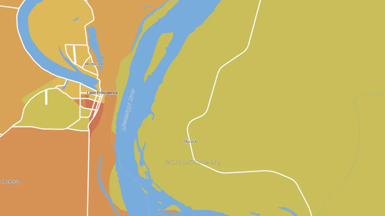 Tallula, MS Map of Burglary Rates