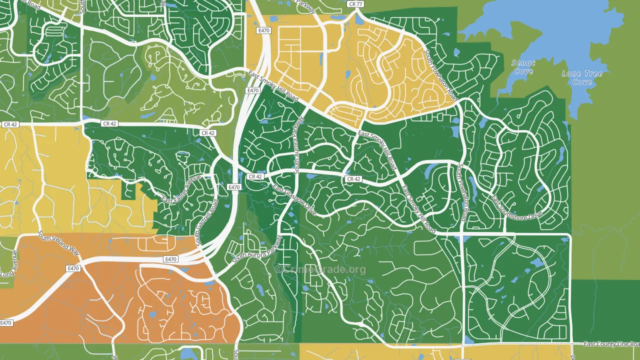 Tallyn's Reach, Aurora, CO Map of Burglary Rates