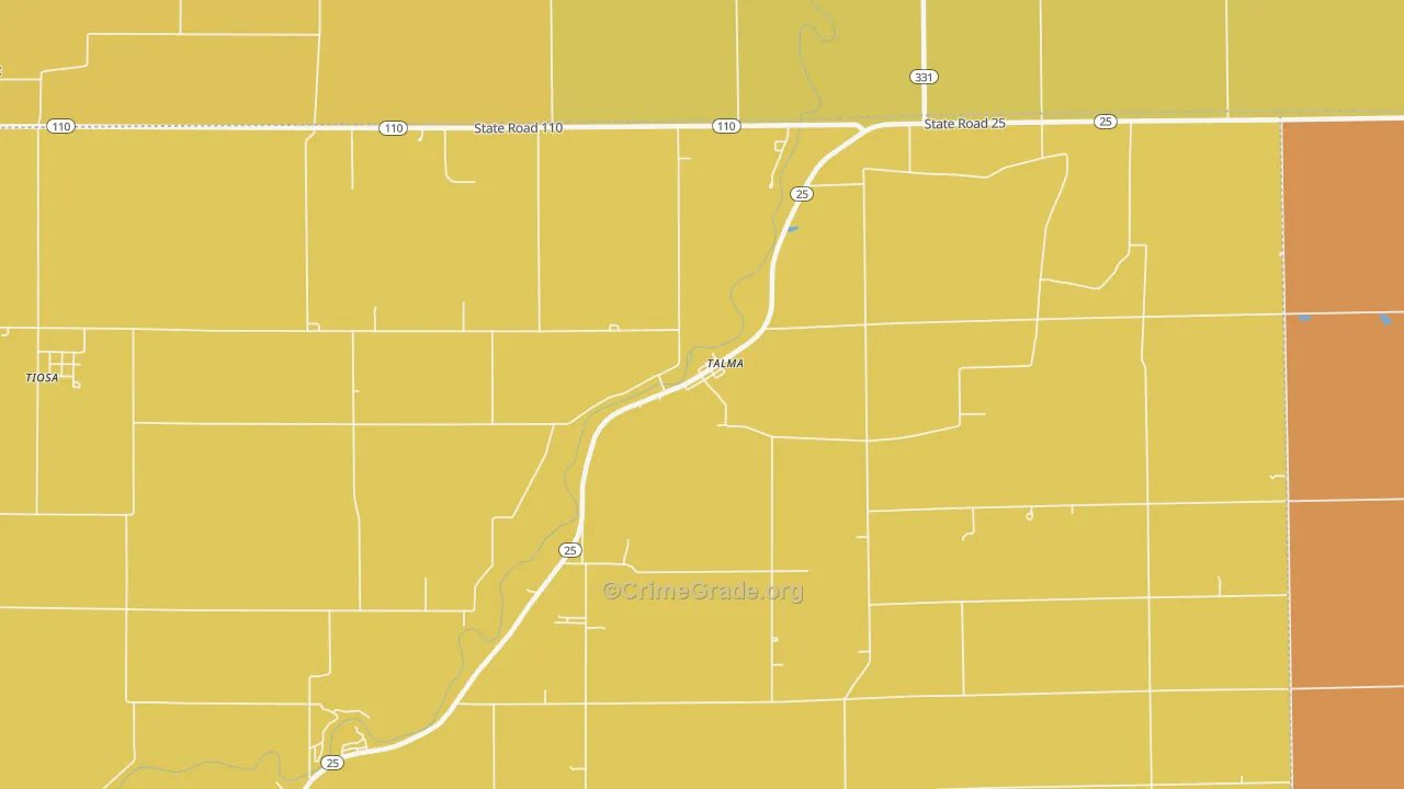 Talma, IN Map of Burglary Rates