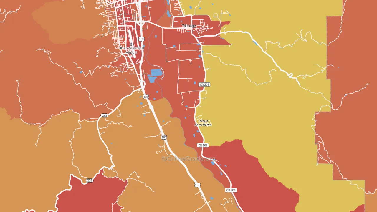 Talmage, CA Map of Burglary Rates