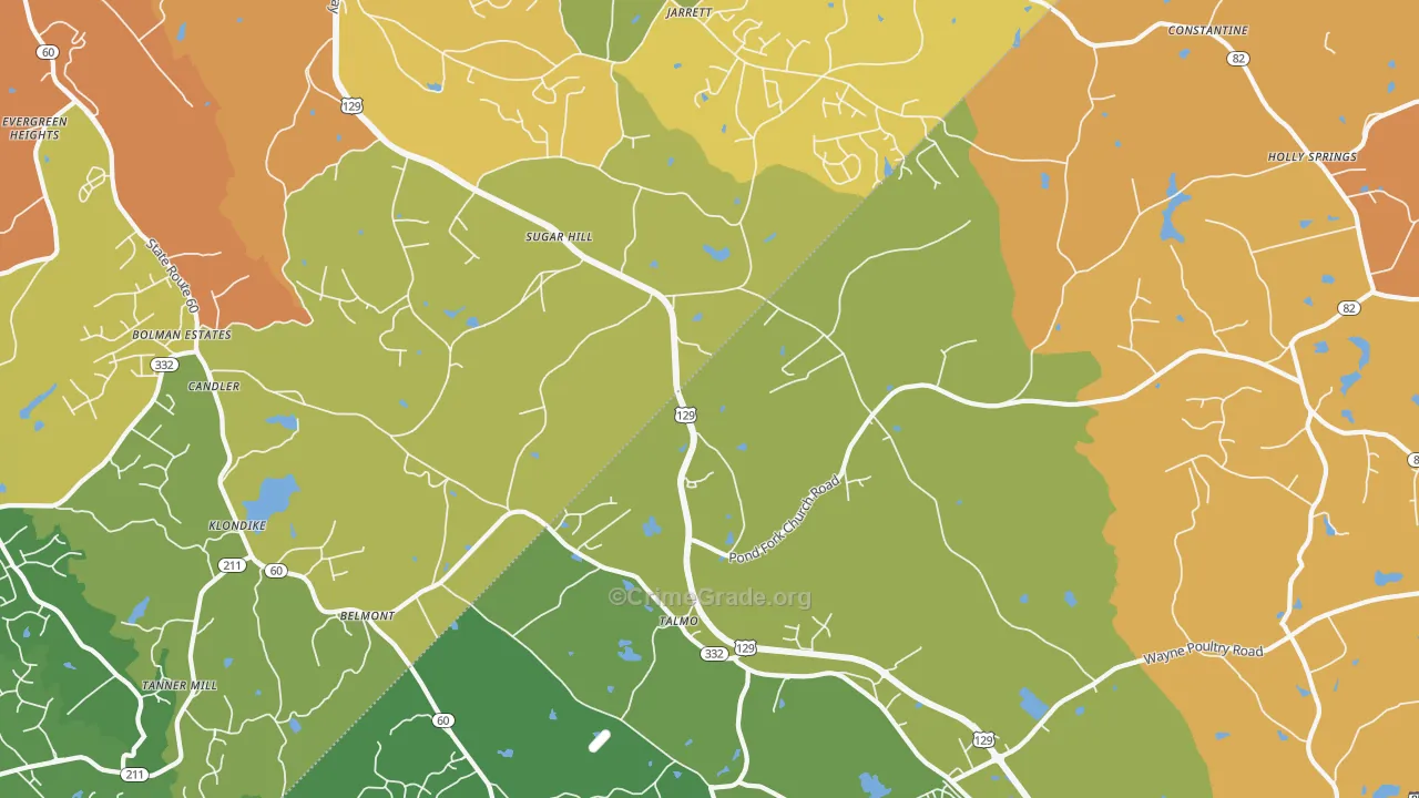 Talmo, GA Map of Burglary Rates