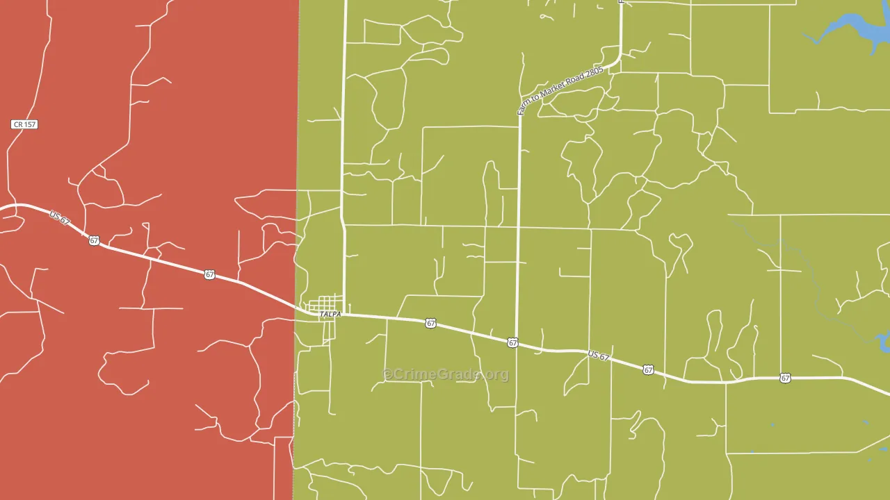 Talpa, TX Map of Burglary Rates
