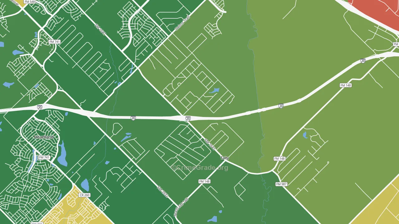 Talty, TX Map of Burglary Rates