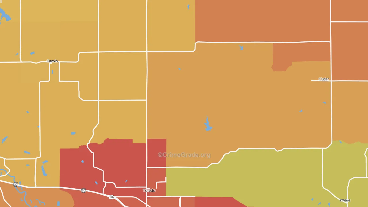 Tama County, IA Map of Burglary Rates