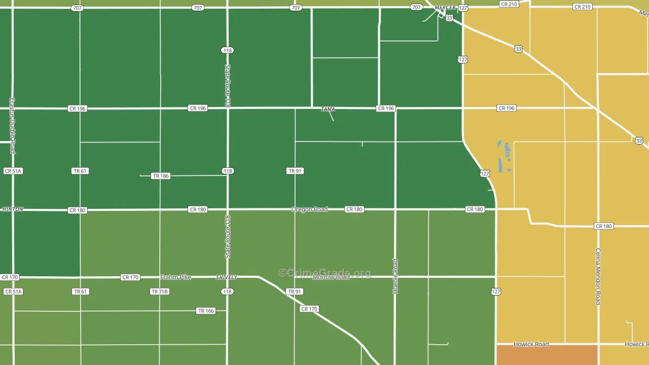 Tama, OH Map of Burglary Rates