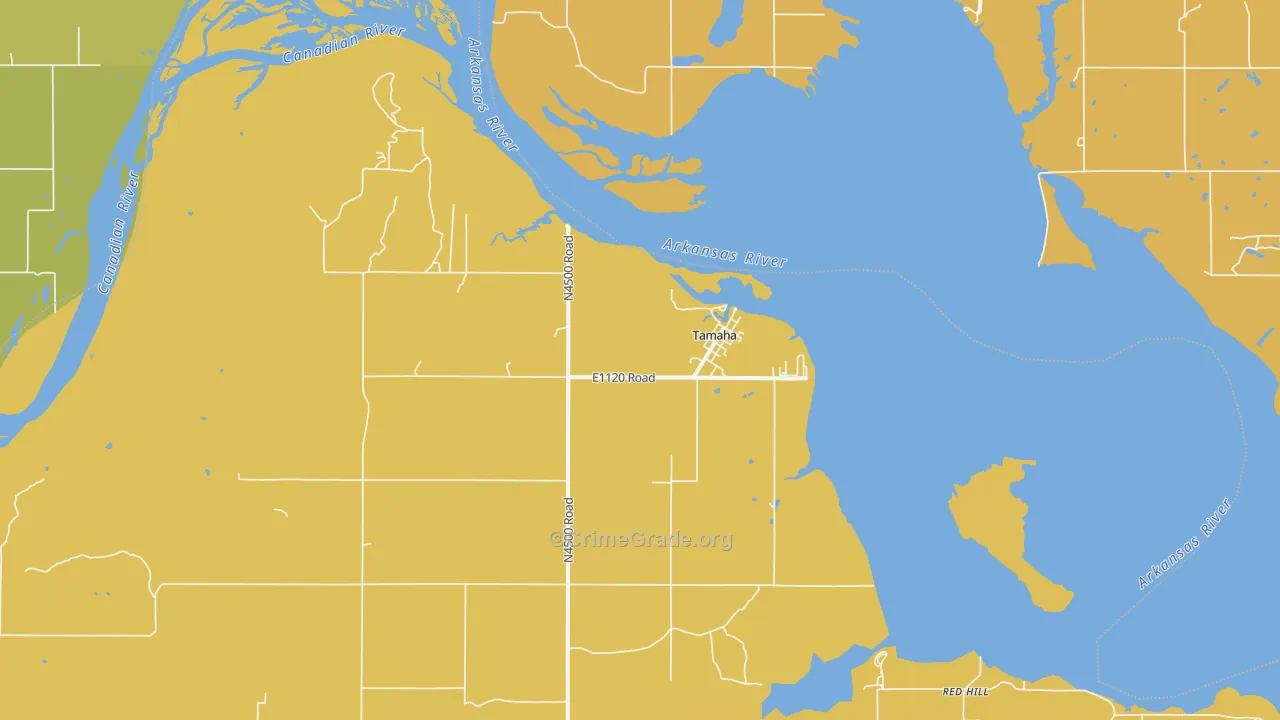 Tamaha, OK Map of Burglary Rates