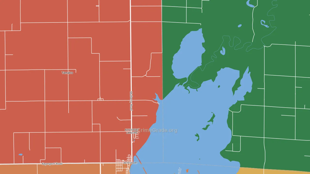 Tamalco, IL Map of Burglary Rates