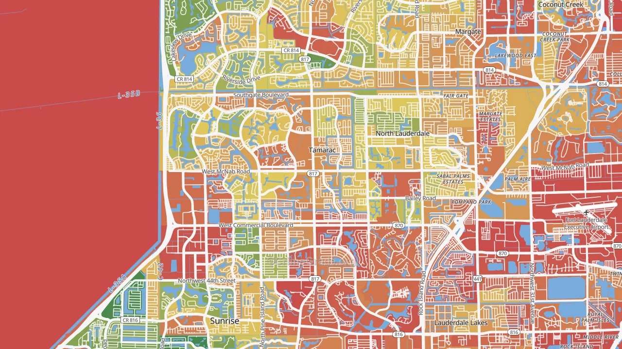 Tamarac, FL Map of Burglary Rates