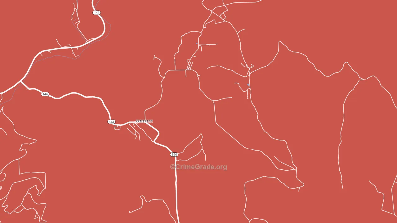Tamarack, PA Map of Burglary Rates