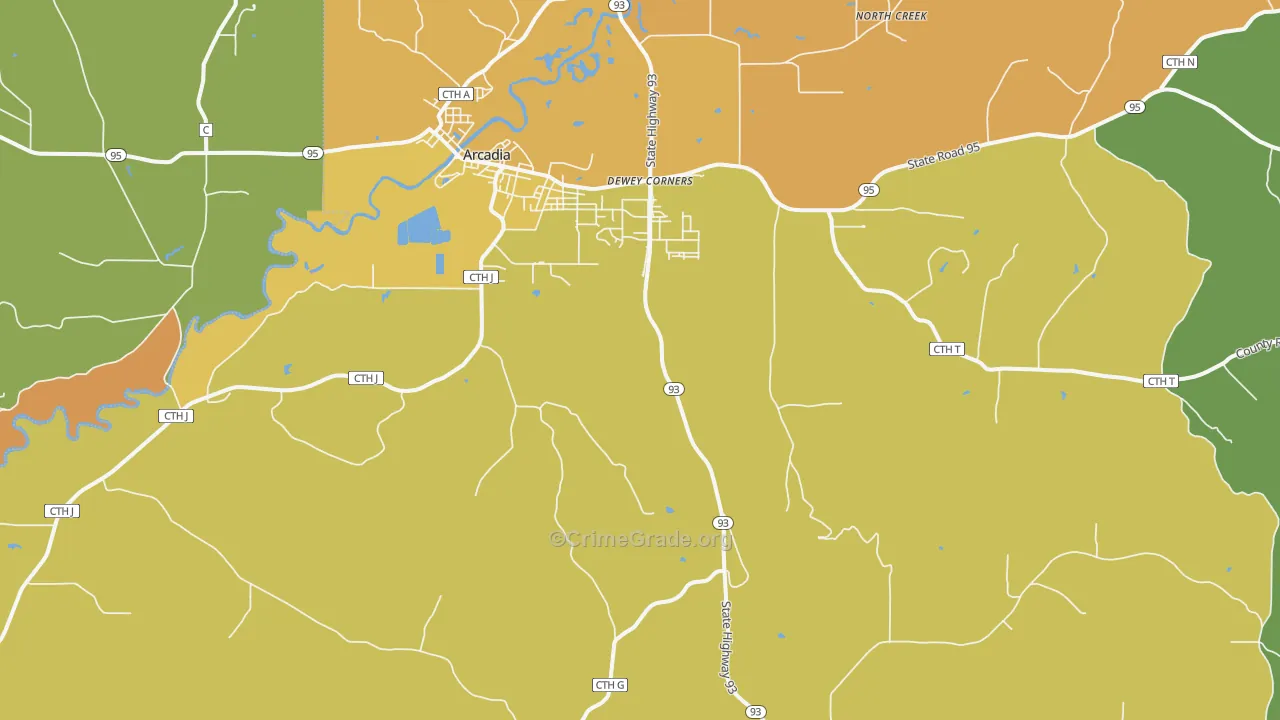 Tamarack, WI Map of Burglary Rates