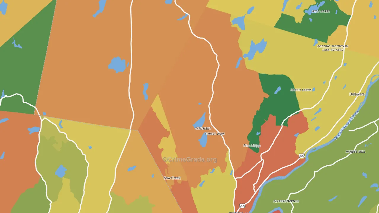 Tamiment, PA Map of Burglary Rates