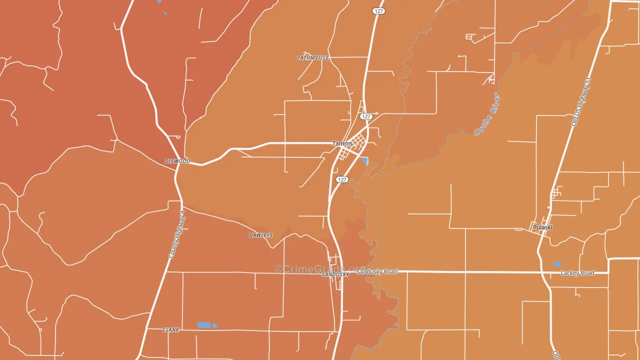 Tamms, IL Map of Burglary Rates