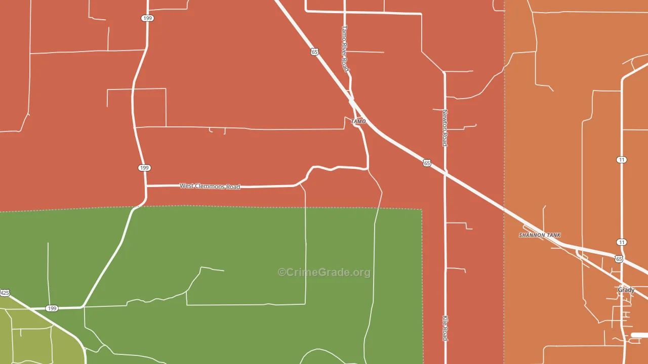 Tamo, AR Map of Burglary Rates