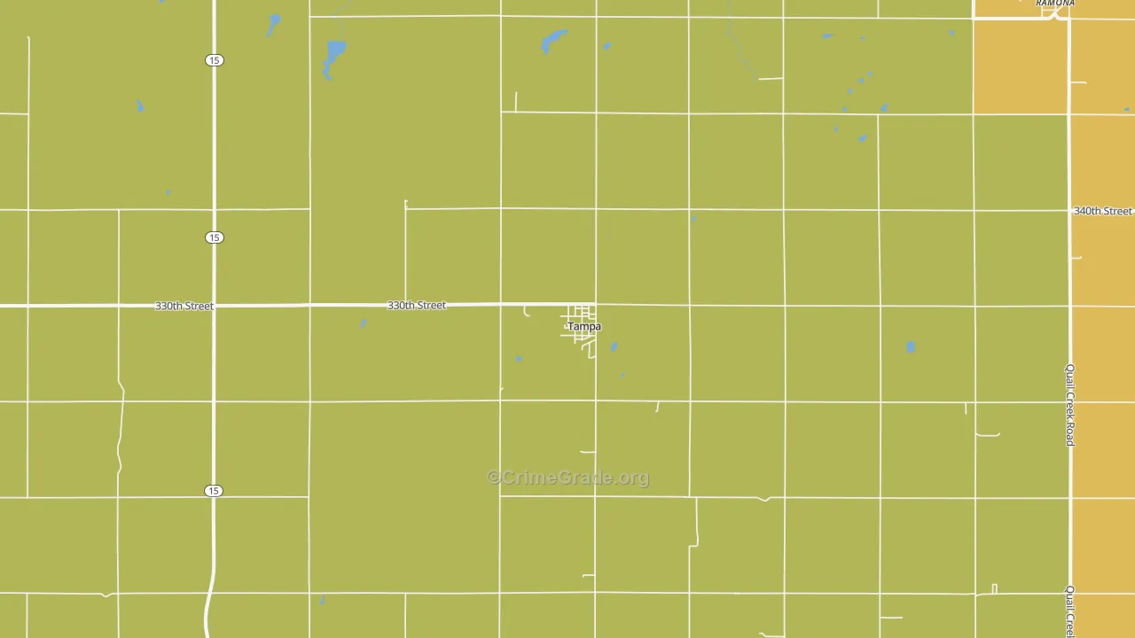 Tampa, KS Map of Burglary Rates
