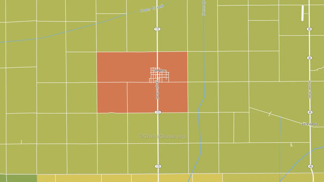 Tampico, IL Map of Burglary Rates