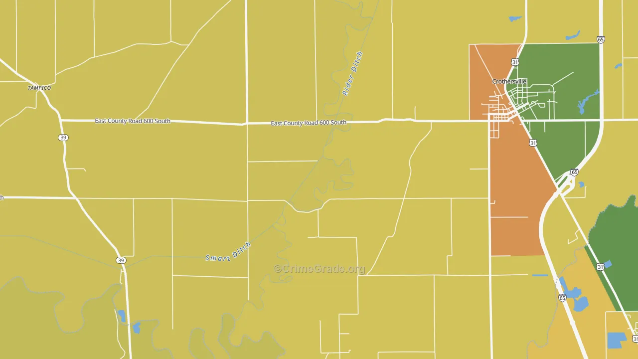 Tampico, IN Map of Burglary Rates