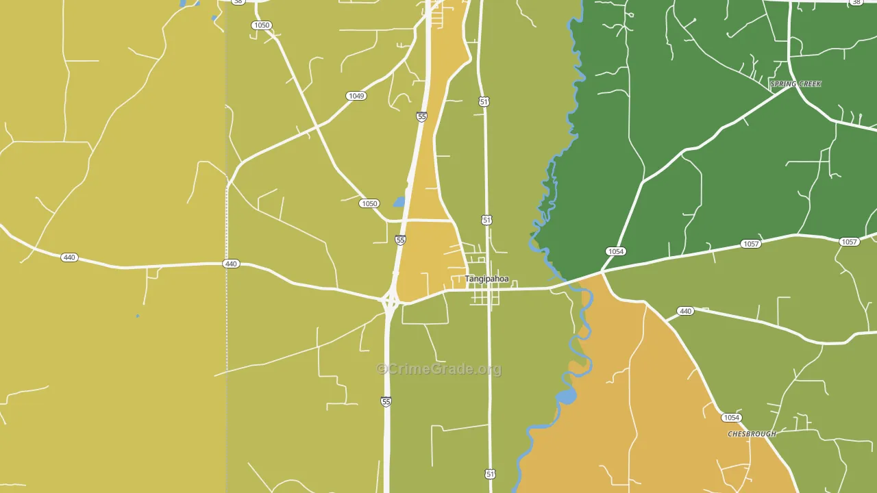 Tangipahoa, LA Map of Burglary Rates