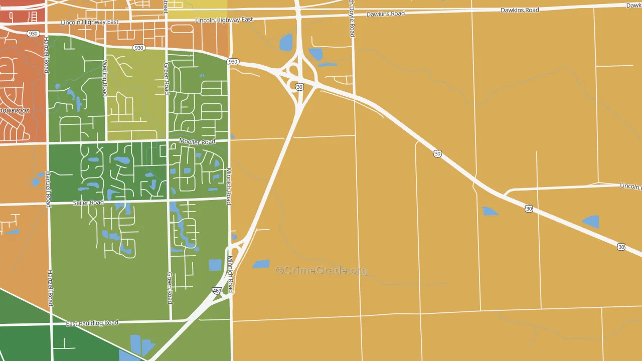 Tanglewood, IN Map of Burglary Rates