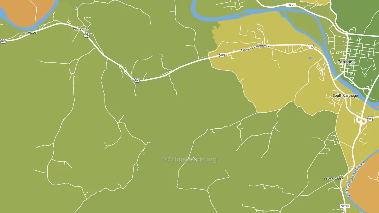 Tanglewood, TN Map of Burglary Rates