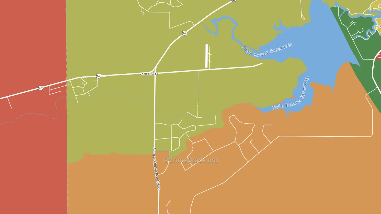 Tankersley, TX Map of Burglary Rates
