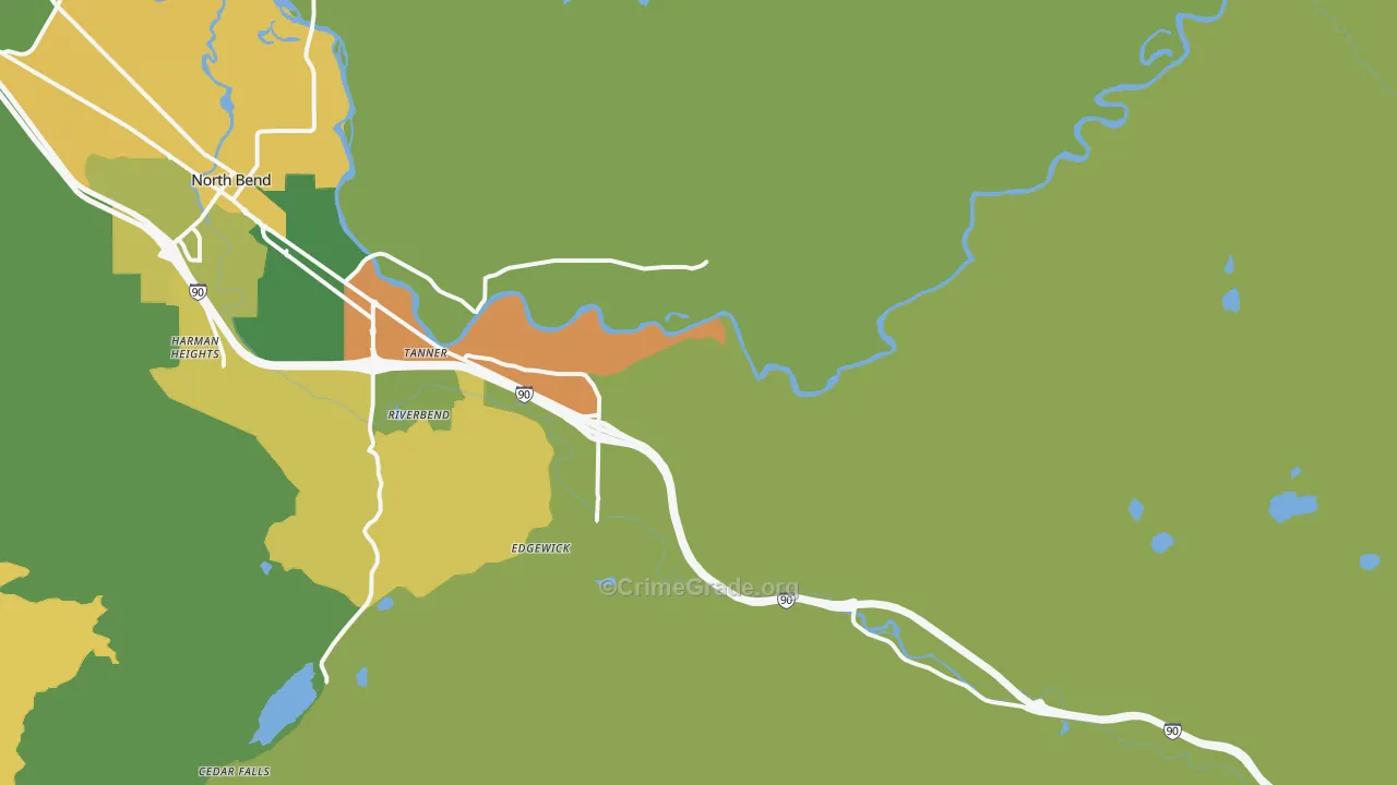 Tanner, WA Map of Burglary Rates