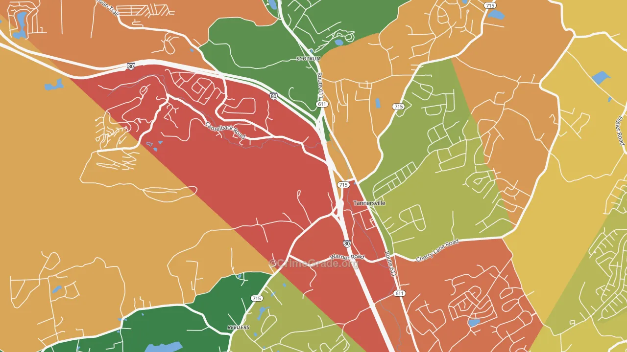 Tannersville, PA Map of Burglary Rates